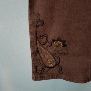 DG Diane Gilman  Floral Embroidered Brown 10